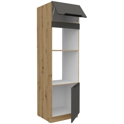 Skriňa na vstavané spotrebiče LUNARA - šírka 60 cm, grafit / dub artisan