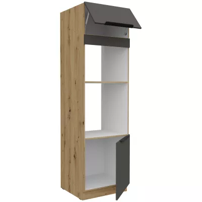 Skriňa na vstavané spotrebiče LUNARA - šírka 60 cm, grafit / dub artisan