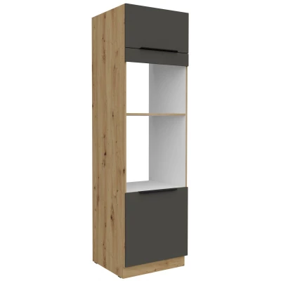 Skriňa na vstavané spotrebiče LUNARA - šírka 60 cm, grafit / dub artisan