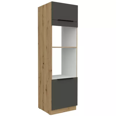 Skriňa na vstavané spotrebiče LUNARA - šírka 60 cm, grafit / dub artisan