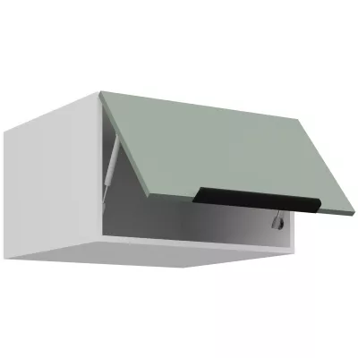 Horná hlboká skrinka s výklopnými dvierkami LUNARA - šírka 60 cm, zelená / biela