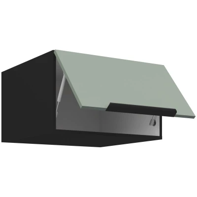 Horná hlboká skrinka s výklopnými dvierkami LUNARA - šírka 60 cm, zelená / čierna