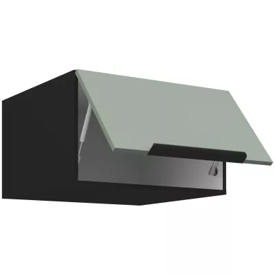 Horná hlboká skrinka s výklopnými dvierkami LUNARA - šírka 60 cm, zelená / čierna