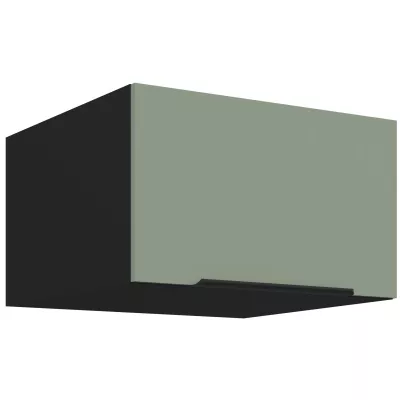 Horná hlboká skrinka s výklopnými dvierkami LUNARA - šírka 60 cm, zelená / čierna