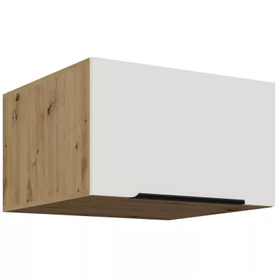 Horná hlboká skrinka s výklopnými dvierkami LUNARA - šírka 60 cm, biela / dub artisan