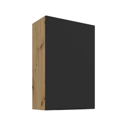 Vysoká horná skrinka LUNARA - šírka 60 cm, čierna / dub artisan