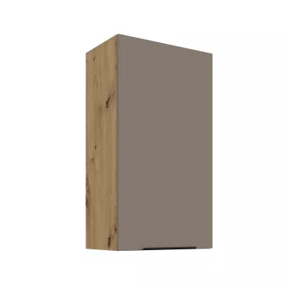 Vysoká horná skrinka LUNARA - šírka 50 cm, tmavo béžová / dub artisan