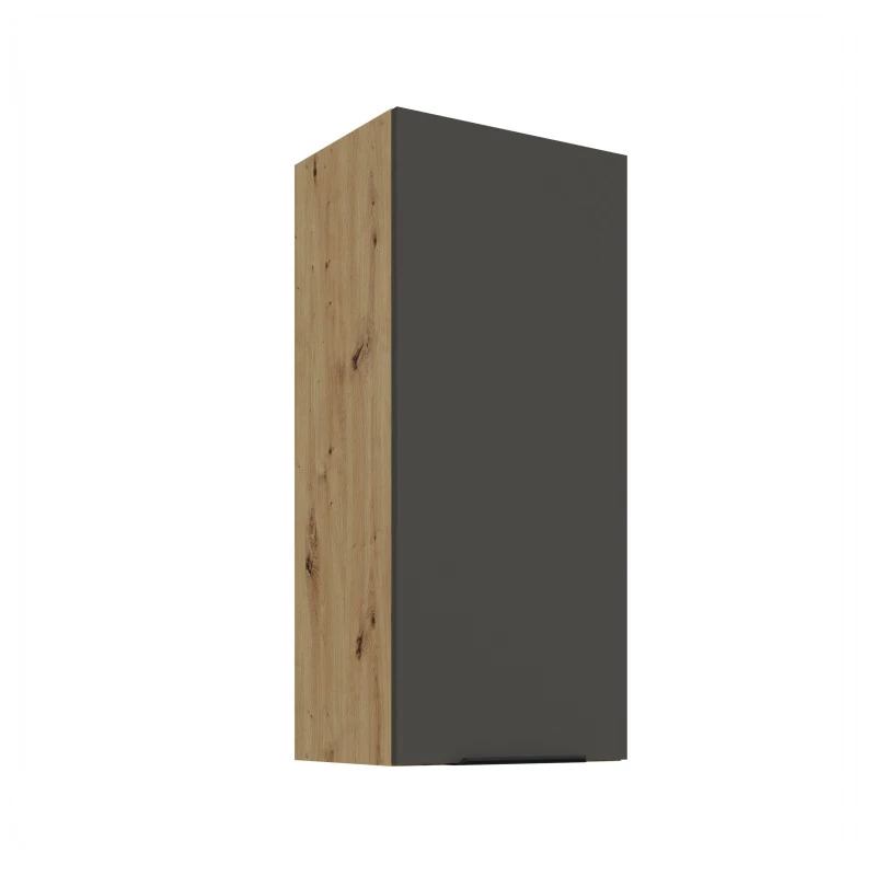 Vysoká horná skrinka LUNARA - šírka 40 cm, grafit / dub artisan