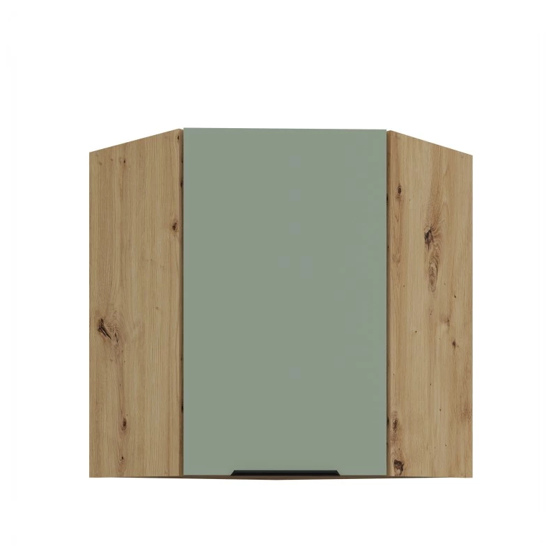 Horná rohová skrinka LUNARA 1 - 60x60 cm, zelená / dub artisan