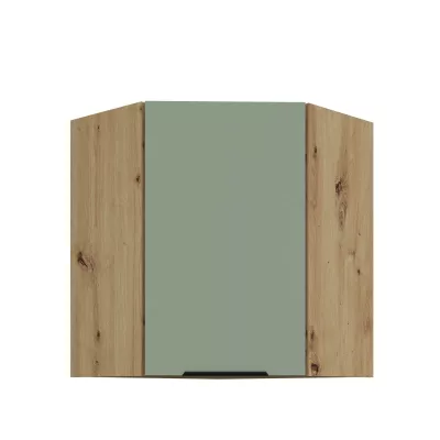 Horná rohová skrinka LUNARA 1 - 60x60 cm, zelená / dub artisan