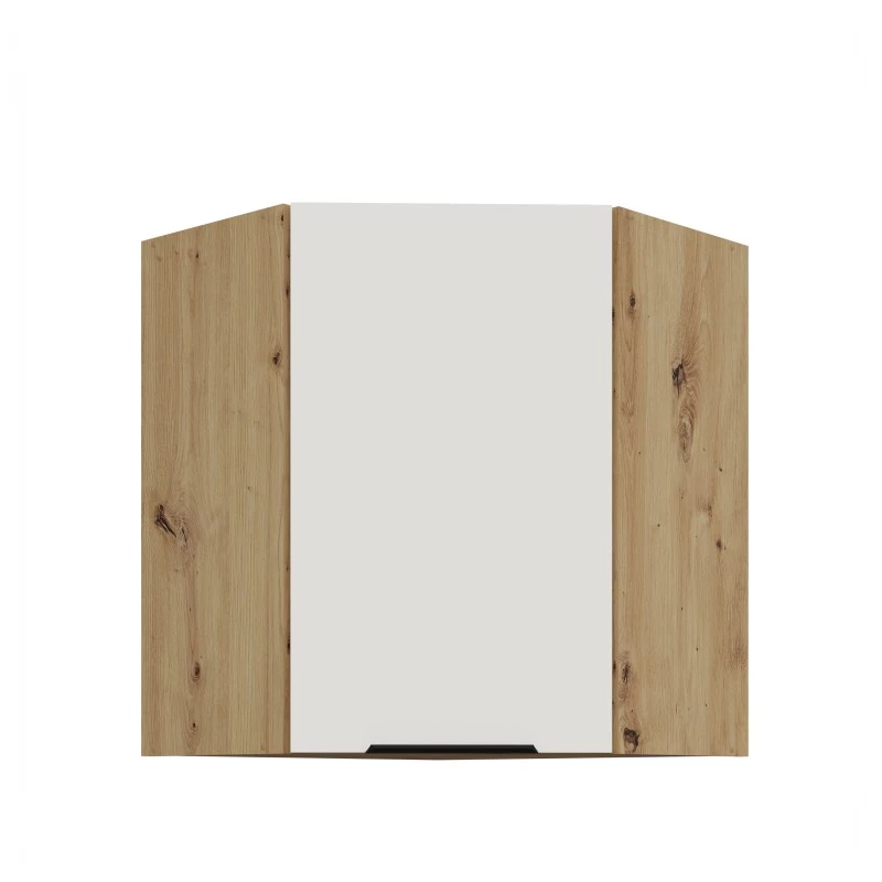 Horná rohová skrinka LUNARA 1 - 60x60 cm, biela / dub artisan