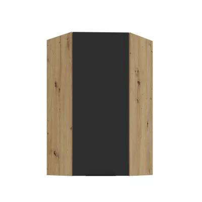 Vysoká horná rohová skrinka LUNARA 1 - 60x60 cm, čierna / dub artisan