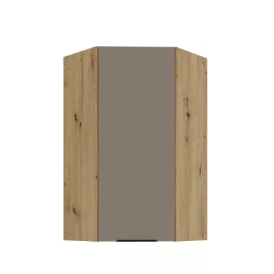 Vysoká horná rohová skrinka LUNARA 1 - 60x60 cm, tmavo béžová / dub artisan