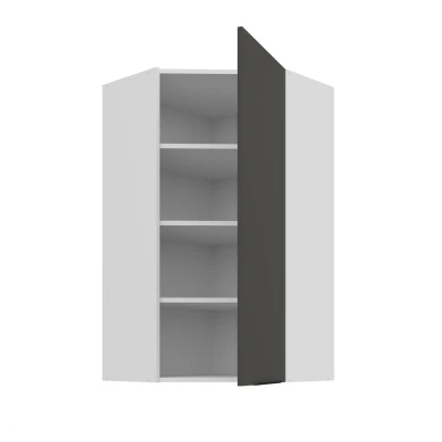Vysoká horná rohová skrinka LUNARA 1 - 60x60 cm, grafit/biela