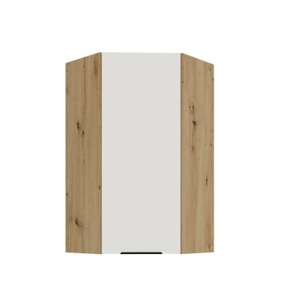 Vysoká horná rohová skrinka LUNARA 1 - 60x60 cm, biela / dub artisan