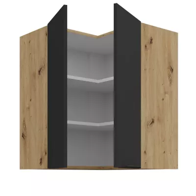 Horná rohová skrinka LUNARA 2 - 60x60 cm, čierna / dub artisan