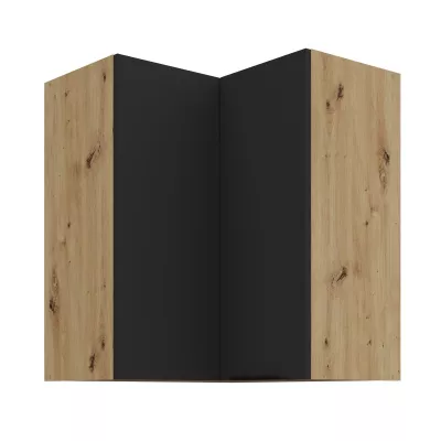 Horná rohová skrinka LUNARA 2 - 60x60 cm, čierna / dub artisan