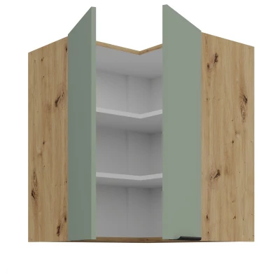 Horná rohová skrinka LUNARA 2 - 60x60 cm, zelená / dub artisan