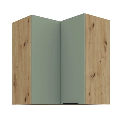 Horná rohová skrinka LUNARA 2 - 60x60 cm, zelená / dub artisan