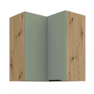 Horná rohová skrinka LUNARA 2 - 60x60 cm, zelená / dub artisan