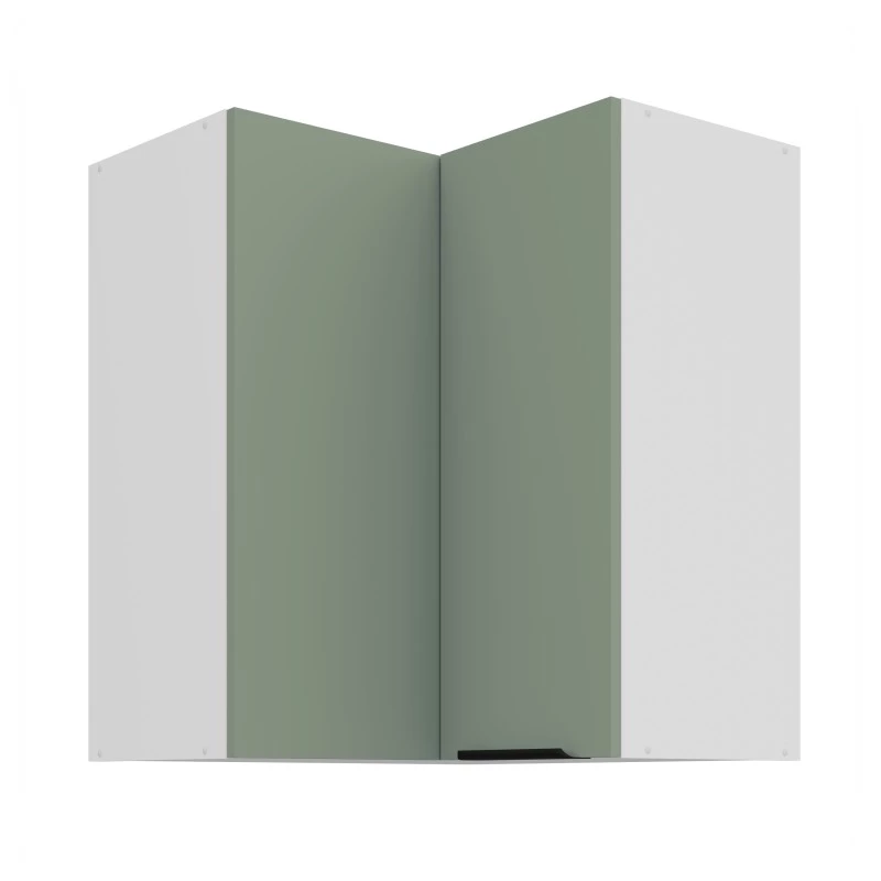 Horná rohová skrinka LUNARA 2 - 60x60 cm, zelená/biela