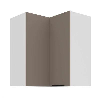 Horná rohová skrinka LUNARA 2 - 60x60 cm, tmavo béžová / biela