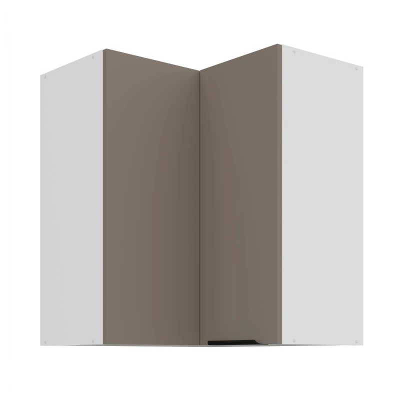 Horná rohová skrinka LUNARA 2 - 60x60 cm, tmavo béžová / biela