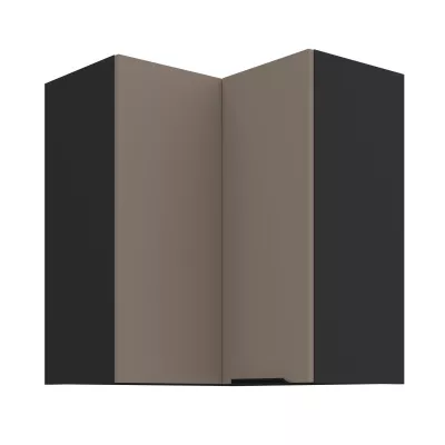 Horná rohová skrinka LUNARA 2 - 60x60 cm, tmavo béžová / čierna