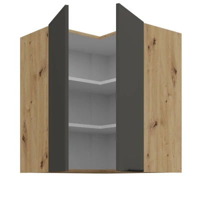 Horná rohová skrinka LUNARA 2 - 60x60 cm, grafit / dub artisan