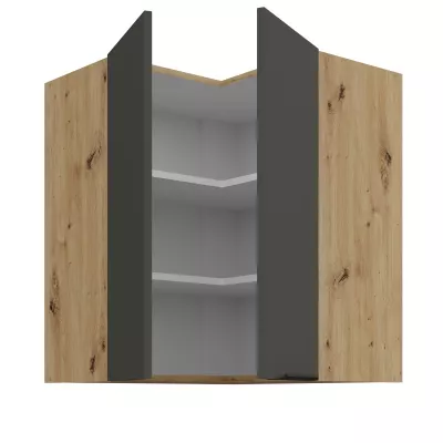 Horná rohová skrinka LUNARA 2 - 60x60 cm, grafit / dub artisan