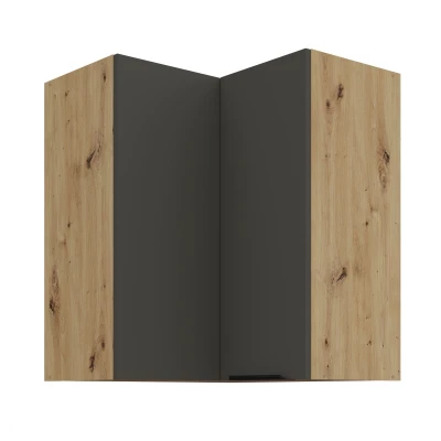 Horná rohová skrinka LUNARA 2 - 60x60 cm, grafit / dub artisan