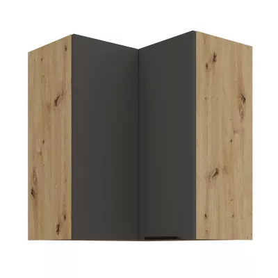 Horná rohová skrinka LUNARA 2 - 60x60 cm, grafit / dub artisan