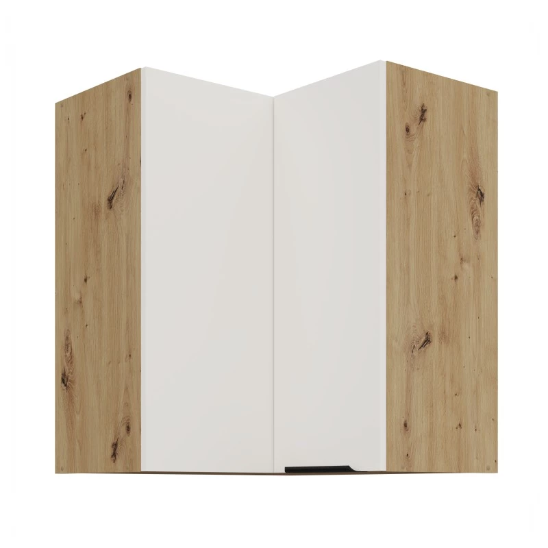 Horná rohová skrinka LUNARA 2 - 60x60 cm, biela / dub artisan