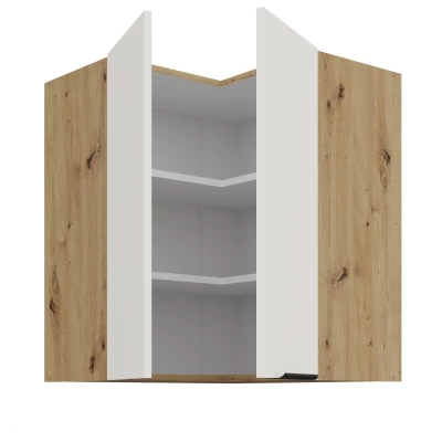 Horná rohová skrinka LUNARA 2 - 60x60 cm, biela / dub artisan