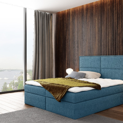 Jednolôžková čalúnená posteľ Gery modrá 120 + topper zadarmo