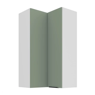 Vysoká horná rohová skrinka LUNARA 2 - 60x60 cm, zelená/biela