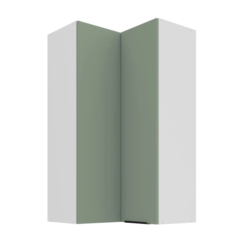 Vysoká horná rohová skrinka LUNARA 2 - 60x60 cm, zelená/biela