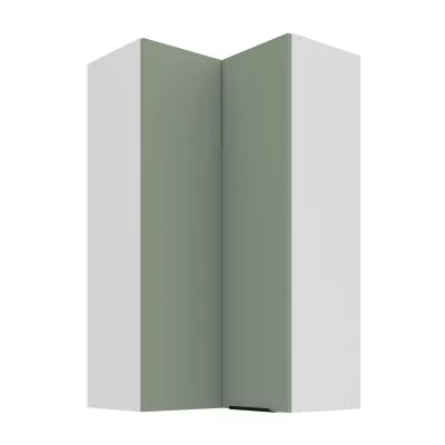 Vysoká horná rohová skrinka LUNARA 2 - 60x60 cm, zelená/biela