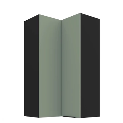 Vysoká horná rohová skrinka LUNARA 2 - 60x60 cm, zelená / čierna