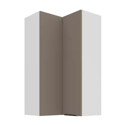 Vysoká horná rohová skrinka LUNARA 2 - 60x60 cm, tmavo béžová / biela