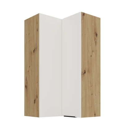 Vysoká horná rohová skrinka LUNARA 2 - 60x60 cm, biela / dub artisan