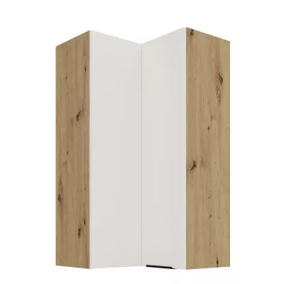 Vysoká horná rohová skrinka LUNARA 2 - 60x60 cm, biela / dub artisan