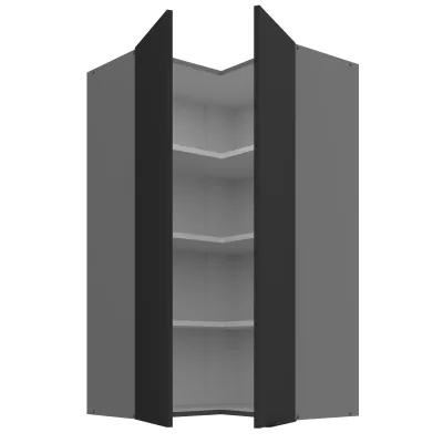 Vysoká horná rohová skrinka LUNARA 2 - 60x60 cm, čierna / antracit