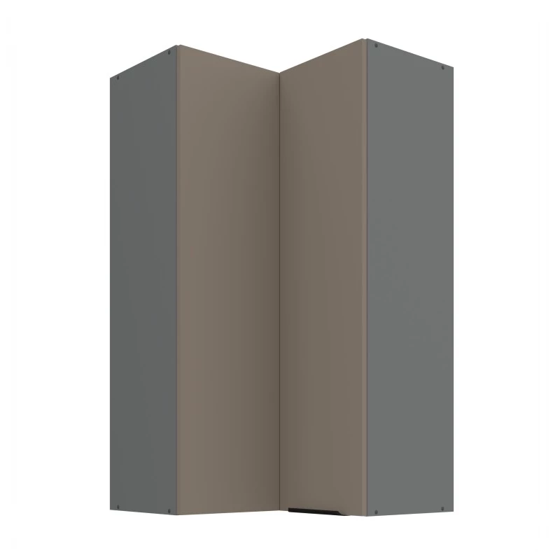 Vysoká horná rohová skrinka LUNARA 2 - 60x60 cm, tmavo béžová / antracit