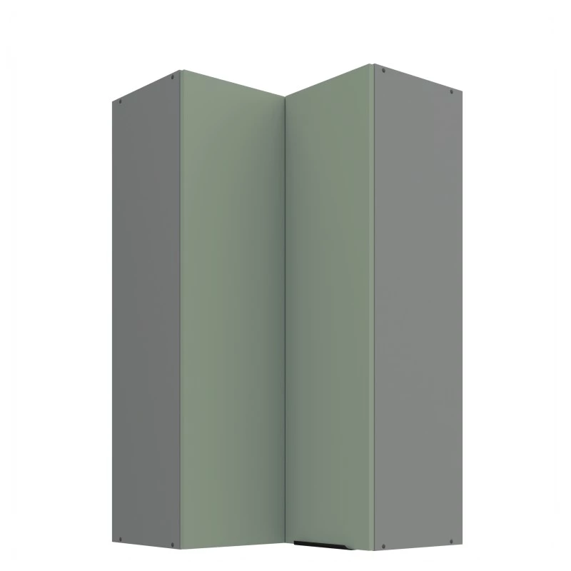 Vysoká horná rohová skrinka LUNARA 2 - 60x60 cm, zelená/antracit