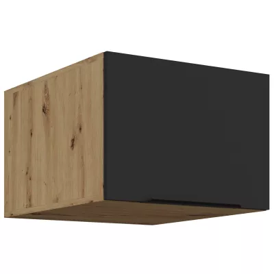 Horná skrinka s výklopnými dvierkami LUNARA - šírka 50 cm, čierna / dub artisan