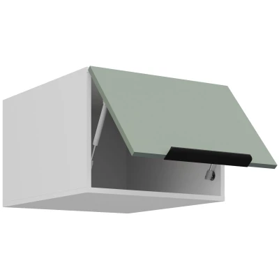 Horná skrinka s výklopnými dvierkami LUNARA - šírka 50 cm, zelená / biela