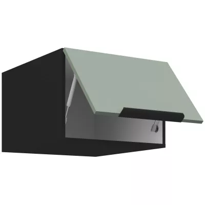 Horná skrinka s výklopnými dvierkami LUNARA - šírka 50 cm, zelená / čierna