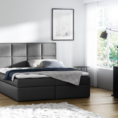 Čalúnená posteľ s úložným priestorom Sivio šedá eko koža 140 + TOPPER ZDARMA