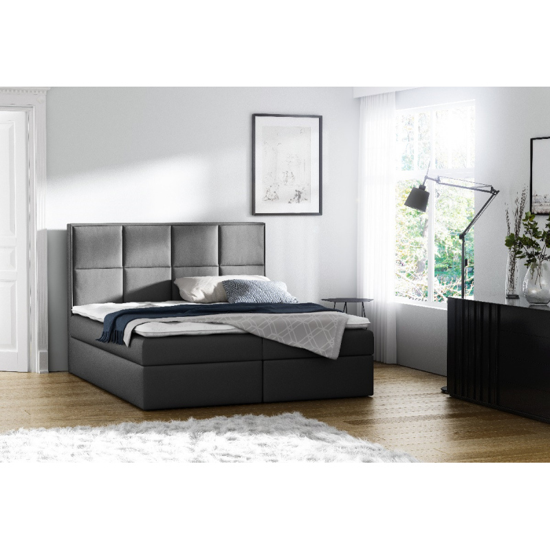 Čalúnená posteľ s úložným priestorom Sivio šedá eko koža 140 + TOPPER ZDARMA